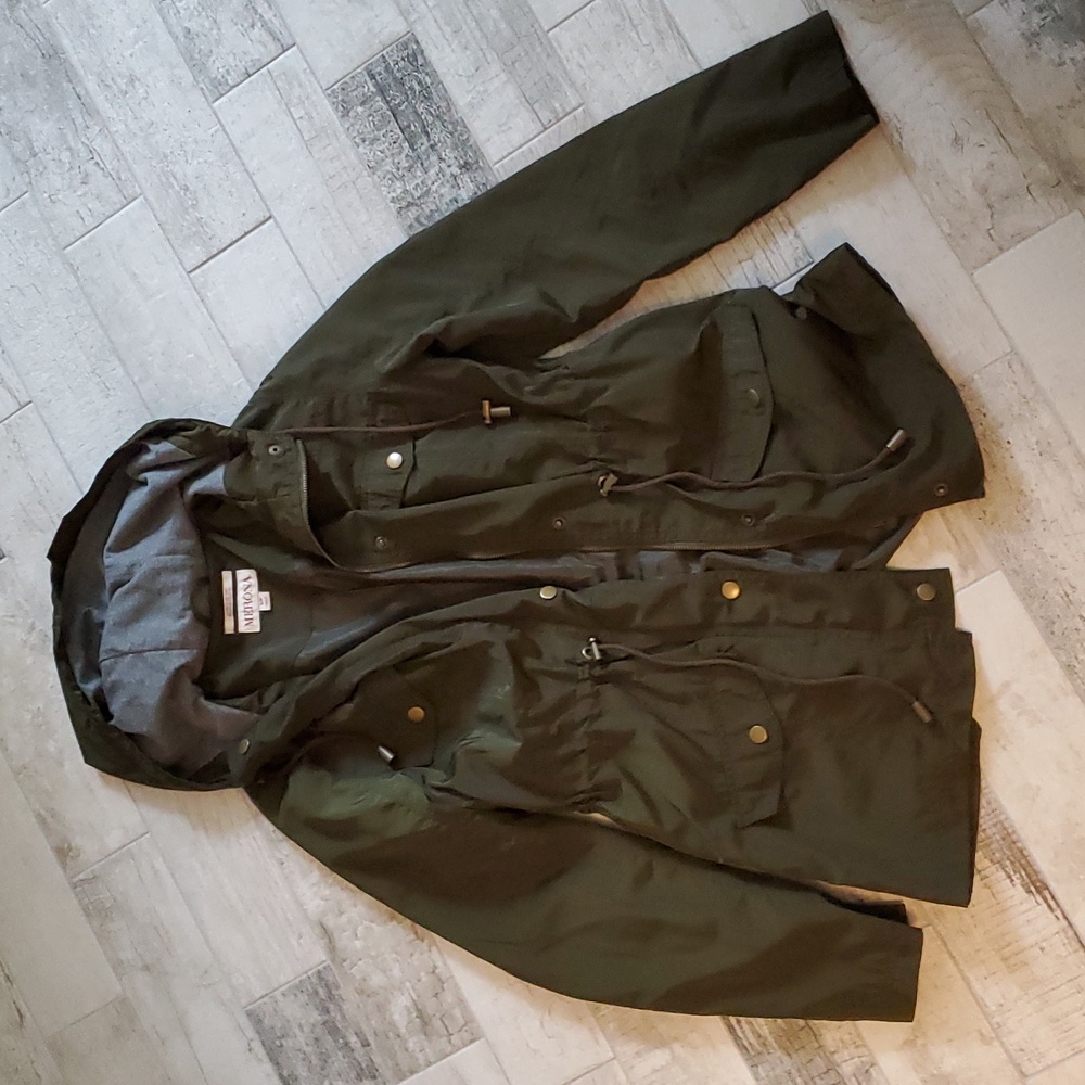 Merona Women's Small Olive Green Wind Utility Jacket Hooded